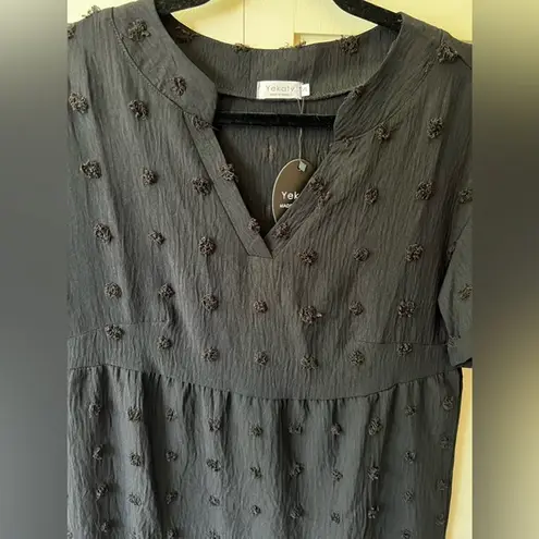 Yekaty NWT Women’s Swimsuit Coverup Dots Suit Swimwear Beach Dress Size Small Black