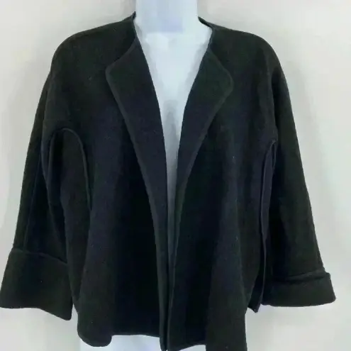 Loft Ann Taylor ‎ Black Wool Blend Open Front Cardigan S