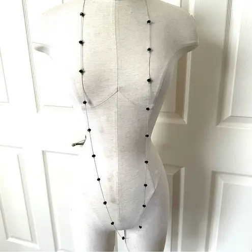 Alfani very long silver tone and black beaded necklace