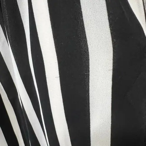 New York Co Jumpsuit Womens XS Black White Striped Off Shoulder Wide Leg Modern