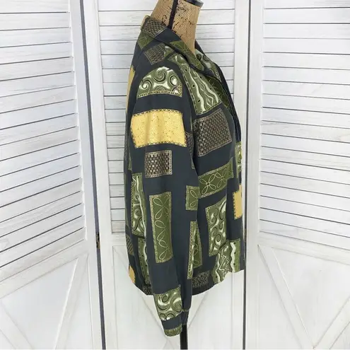 Drapers & Damons Petite Mosaic Tile Print Microfiber Bomber Jacket Black PM Black Size undefined