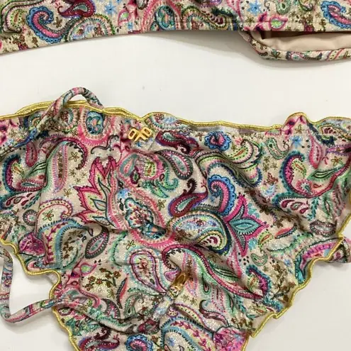 PilyQ New. PQ shimmer paisley bikini. D-cup/L-bottom. Retails $152