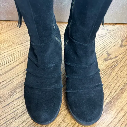 BUSSOLA | Bucharest Black Suede Chunky Heel Platform Boots Size 39/8.5