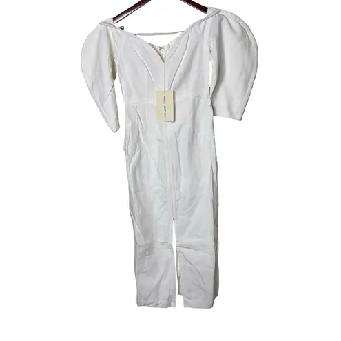 Mara Hoffman NWT Leonara off-the-shoulder Lyocell linen-blend midi dress sz 0