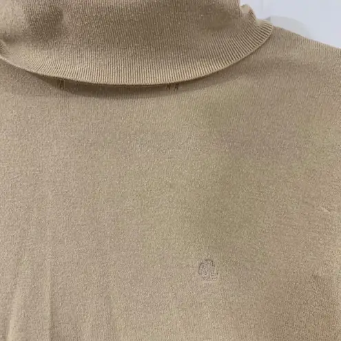 Lauren by Ralph Lauren Beige Turtleneck Lightweight Sweater Tan