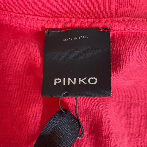 PINKO Italy Daphne Believe In Yourself Tee Hot Pink Embellished Womens Small NEW