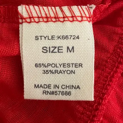 Paper + Tee NWT Cropped Short Sleeve Shirt Tie Front Tassel Bright Red Medium