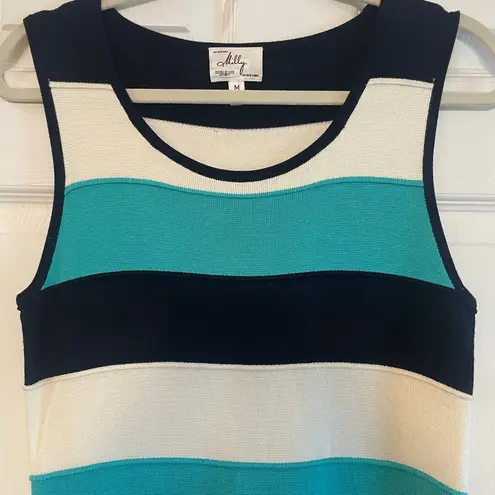 Milly  Women's Multicolor Striped Scoop Neck Knit Sleeveless Sweater Dress Sz Med