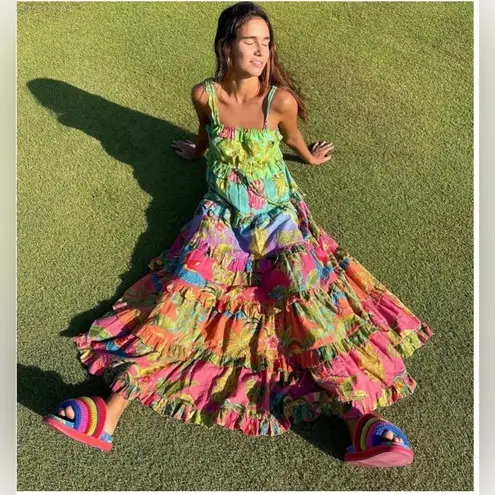 Farm Rio Blue Macaw Crochet Anatomic Slide Sandal