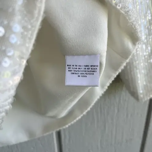 Camilyn Beth Sequin Allover Blouse 3/4 Sleeve in White Bridal Size 4