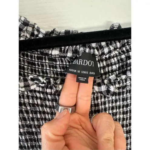 Bardot Cindy Gingham Black & White Off Shoulder Smocked MIDI dress