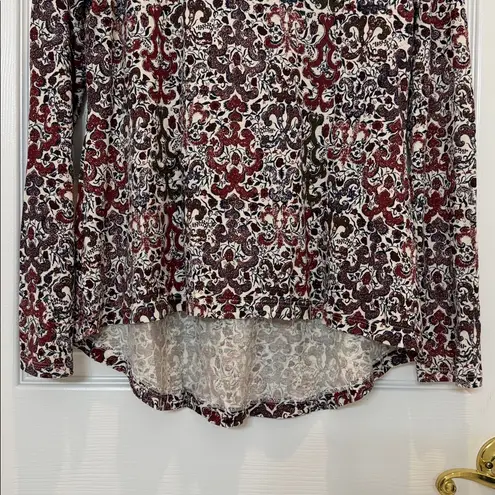 Peruvian Connection  Floral Paisley Long Sleeve Cotton Tunic Top Size Medium