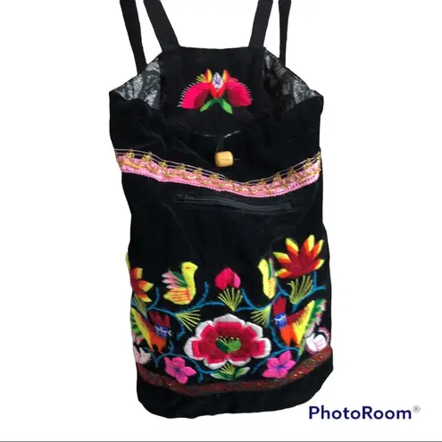 Handmade  Ethnic Velvet Boho Embroidered Backpack