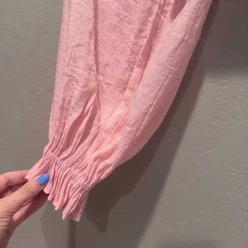 Princess Polly  Pink Long Balloon Sleeve Cropped Top Size 0