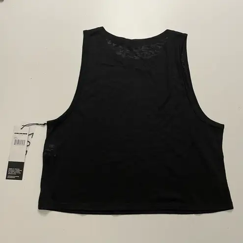 Zobha Top Tank Cropped Burnout Fabric Lightweight Exercise Lounge Beach Black