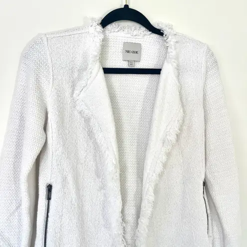 Nic+Zoe $198 Textured Fringe Mix Paper White Jacket Women's Size XS