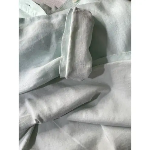 J.Jill Seafoam Green Long Sleeve 3 Button Tunic Jersey Lined Linen Pockets Small