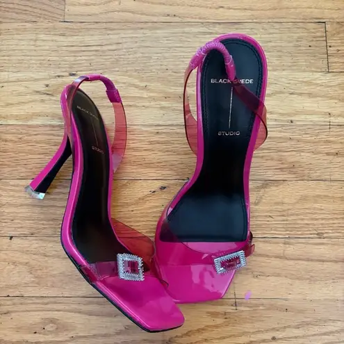 Black Suede Studio Pink Heels Size 8