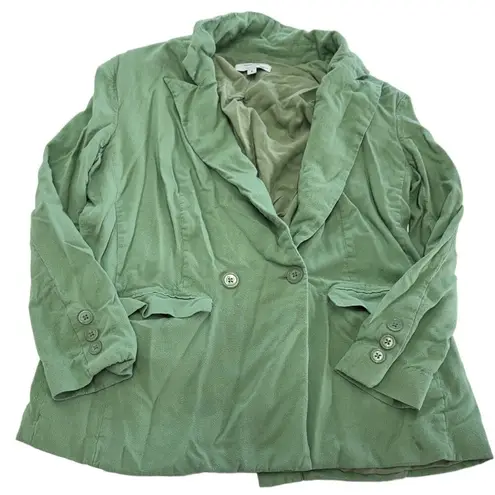 Thakoon Collective Blazer Womens 6 Green Oversized Jacket Linen Blend Career