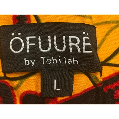 Öfuurë African Print Knee Length Skirt Yellow & Red Ankara High Waist Size L Size L