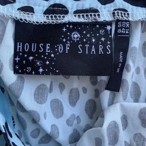 House of Stars Maxi Tiered Skirt High Waisted Size 10 Cotton Leopard Print Blue