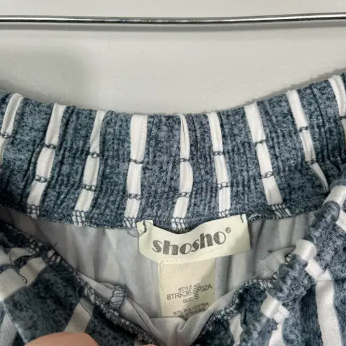 Shosho Boutique Pattern Blue Denim Look Striped Jogger Pants Small S Pockets