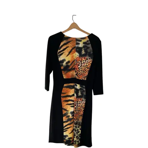 FRANK LYMAN geometric Animal Print Sheath Shift Dress 14