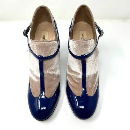 Valentino Garavani leather & velvet heeled booties, made it Italy, size 39.5