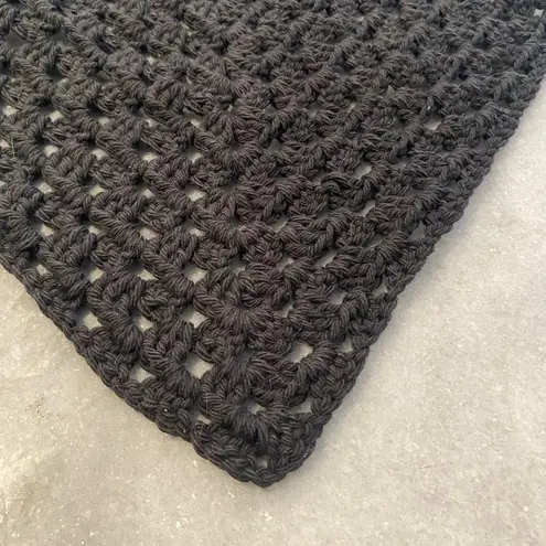 Handmade Black Pink Soft Cotton Crochet Triangle Kerchief Headscarf Mesh Boho