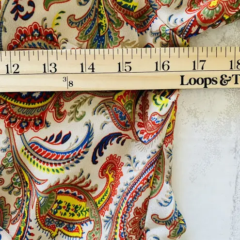 Ark & Co. Multicolor Printed Lined Long Sleeve Open Back Cross Neck Romper Sz M