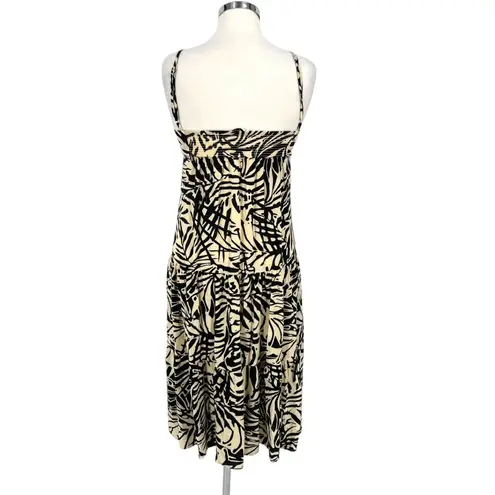 Patrons of Peace Tropical Leaf Print V-Neck Sundress Ivory Black Size XS