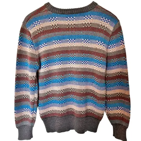 VTG Saturdays Generation Womans Crew Neck Knit Sweater L Geometric Grandma Cozy Size L