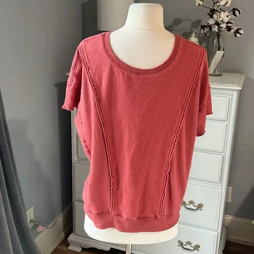 ee:some Trendy Cotton Top  Roomy Salmon Rust Womens Large