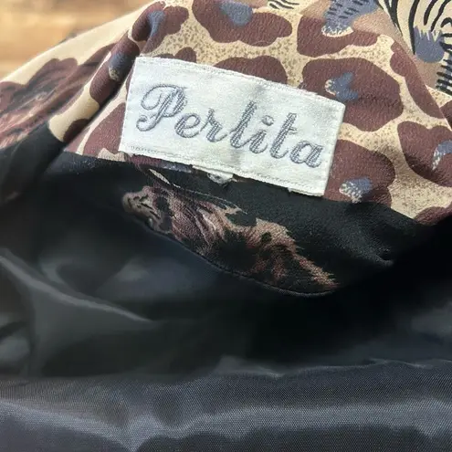 90s Vintage Bomber Jacket Animal Print Patchwork Silk Leopard Cheetah Elephant L Brown Size L