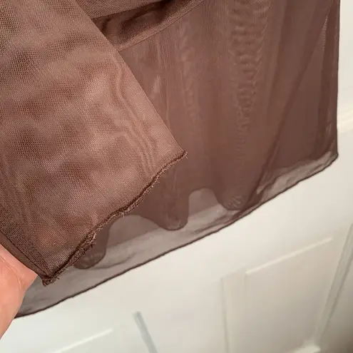 Weekday Long Sleeve Semi-transparent Wave Shirt in Dark Brown W-028 Sz M