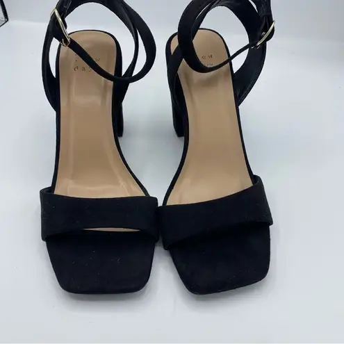 A New Day  Sonora black Strappy heels size 7 faux suede minimalist classic