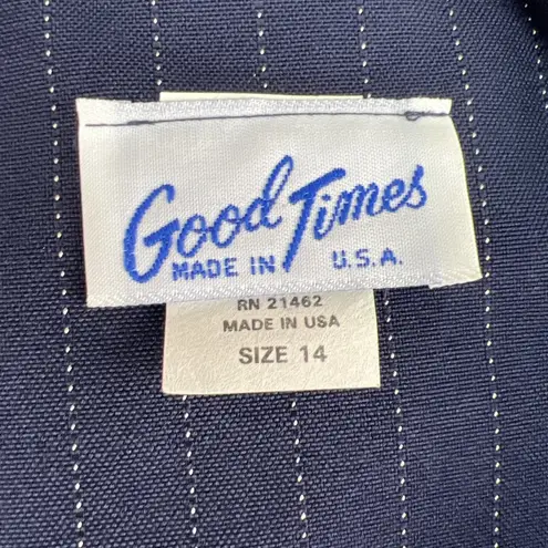 NOS Vtg 80s Sz 14 Pinstripe Tuxedo Dress Shoulder Pads USA Made Sears Navy White Blue