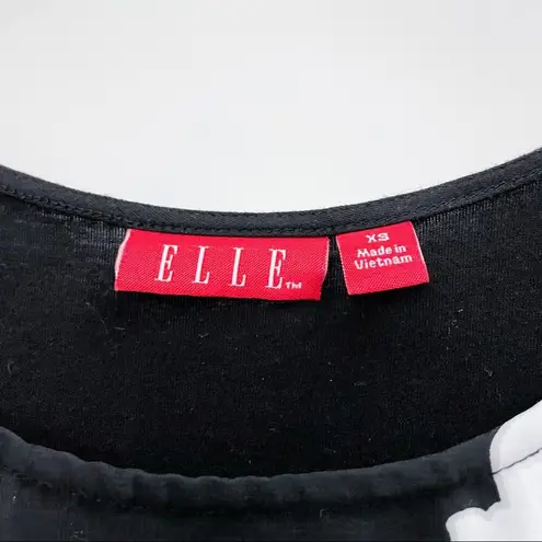 Elle Damask Dressy Top Black White XS