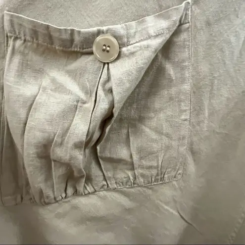 Serengeti Tan Linen Blend Embroidered Lagenlook Sleeveless Dress S Tan