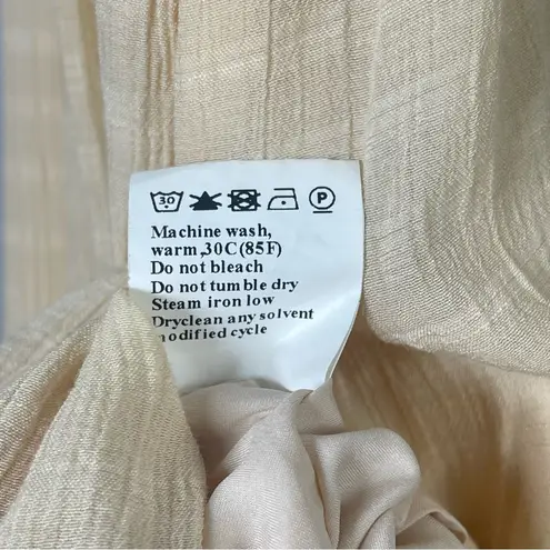 Women's Cottagecore Picnic Retro Tiered Ruffle Smocked Prairie Midi Dress Summer Yellow Size L