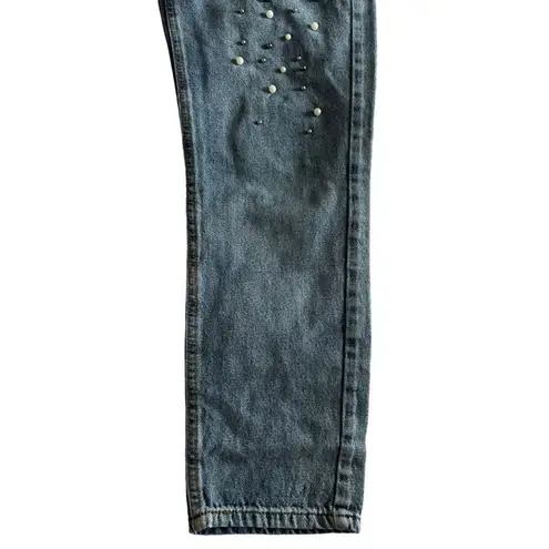 Calzedonia Embellished Pearl Ankle Jeans Size Small