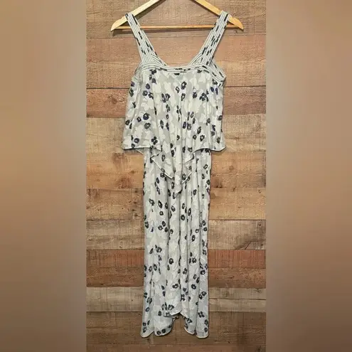 Derek Lam 🌻 10 Crosby Silk Tiered Midi Dress Lt Gray Women's sz 2 Floral Wedding