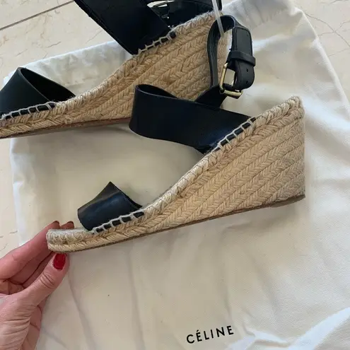 CELINE Leather Well Loved Wedges with Dustbag