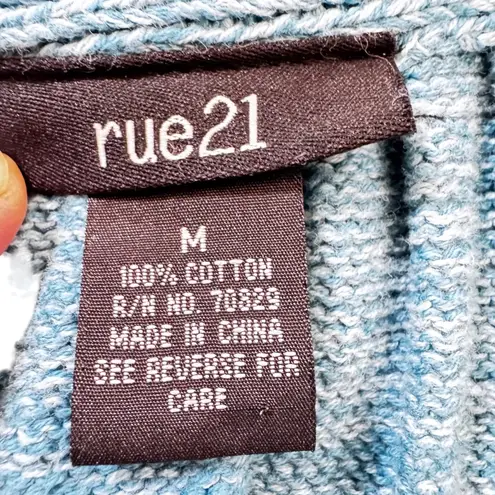 Casual Chic Rue 21 Blue Heathered Knit Short Sleeve babydoll Collared Sweater M Size M