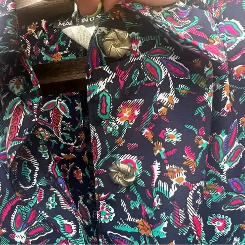 Vintage 80s Breli Floral Paisley Accordion Pleat Dress with Matching Belt Size 10