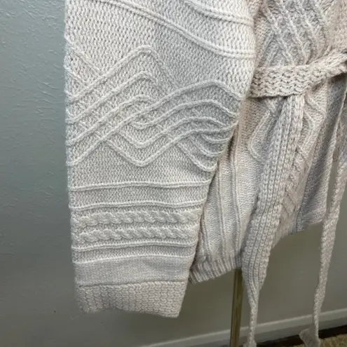 PINCH Oatmeal Cable Knit Belted Cardigan S/M NWT Cozy Chunky Winter Sweater