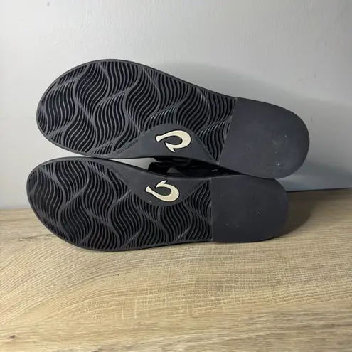 Olukai La'i T–Bar Sandals Womens 10 US 40 EU Black Slides Buckle Travel Summer