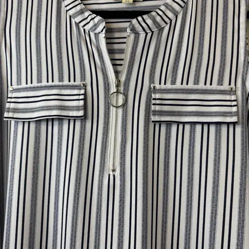 Indigo Rose Womens Black/White Stripe Pocket Zipper Front Sleeveless Top 2X # White Size XXL