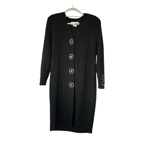 Rich and Levy Elegant Black coat with Embellished Details Size XL