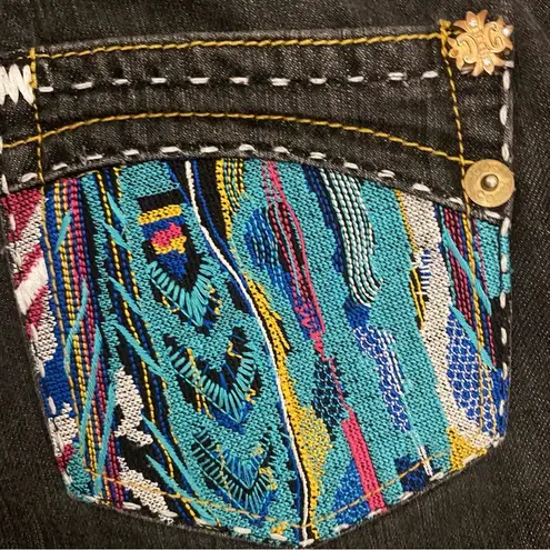 COOGI 101-041747 7/8 25 WASHED BLACK STRAIGHT LEG W/TOP STITCHING&CONTRAST CUFF